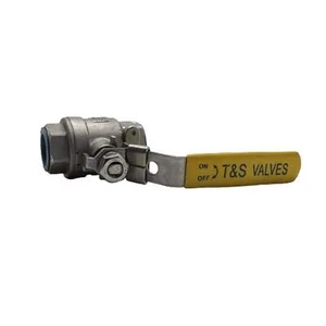 Válvula de bola T&S ON/OFF 316 acero inoxidable 3/4” 1000 WOG amarillo - Imagen 1 de 6