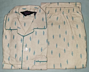 NOS Vtg Big Yank Sleepwear tan pajamas w aqua pattern, men's size M - Picture 1 of 7