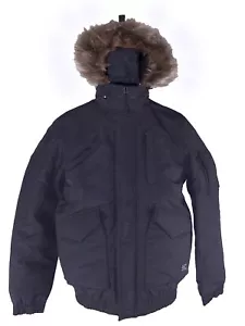 Kiomi Giubbotto Parka Da Uomo Taglia S Small Nero Cappuccio Pelliccia Giacca - Imagen 1 de 11