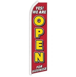 Open for Business Advertising Swooper Feather Flutter Flag Open Sign - Picture 1 of 2