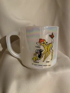 Vintage Federal Glass Mug Iridescent Coffee Cup With VTG Disney Bambi Decal - Picture 1 of 2