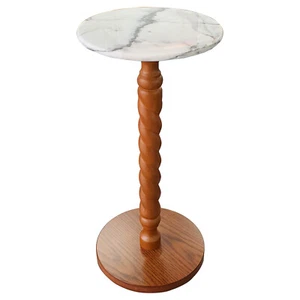 Twisted Leg Side Lamp Table Bedside 1 Shelf Timber Marble Planet Stand Akubra Na - Picture 1 of 2