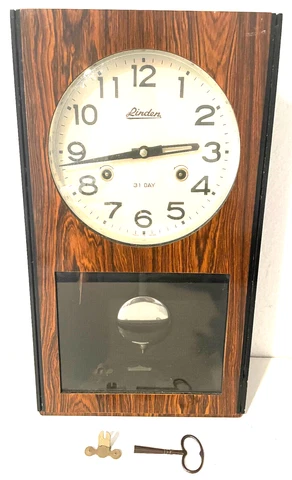 Linden Mid Century 31 Day Pendulum Chiming Wall Clock Made In Japan Cover