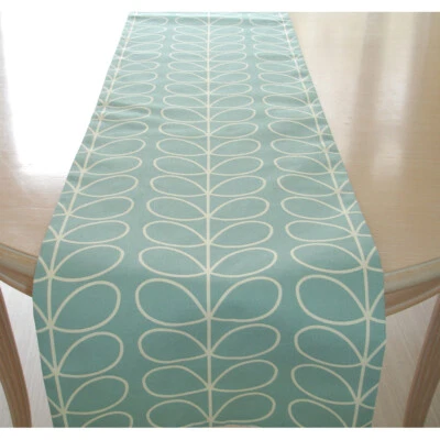 48" Duck Egg Table Runner Orla Kiely Linear Stem 4ft Ziggurat 120cm - Image 1 of 4