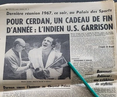 Journal Paris Jour du 11 décembre 1967.Marcel Cerdan palais des Sports. - Photo 1/3
