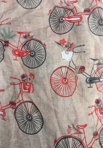 Bicycles, Baskets & Flowers SCARF 60" X 11" Sheer NEW - Picture 1 of 4