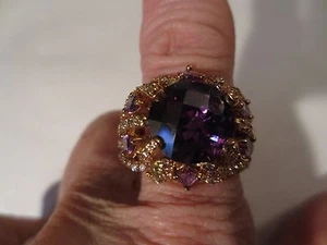 SPECTACULAR NWOT IMAN GLOBAL CHIC FAUX AMETHYST RING SIZE 8/1/2 - 9 - Picture 1 of 5