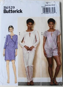 Butterick 6529 Misses Pajamas Nightgown Tops Pants Shorts Sewing Pattern XS-S-M - Picture 1 of 1