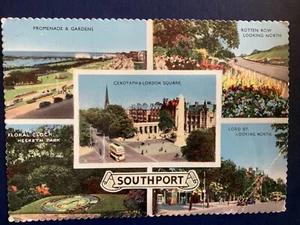Postcard Southport England Multiview London and Scarborough 1950s B188 - Picture 1 of 2