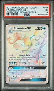 PSA 5 Primarina GX (Segreto) Pokemon SM Guardiani Rising Card #149 - Foto 1 di 2