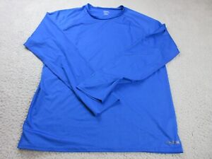 Reebok Shirt Mens Adult 2XL XXL Blue Logo Athletic Long Sleeve Lightweight