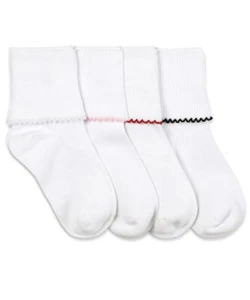 Jefferies Socks Girls Seamless Lace Trim Cotton School Turn Cuff 3 Pair Pack - Picture 1 of 6