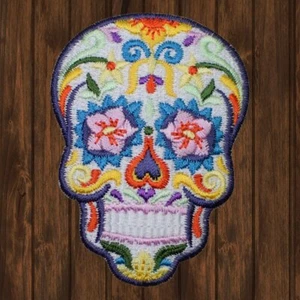 Sugar Skull Embroidered Patch — Iron On - Picture 1 of 2