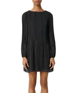NEW Maje Rockito Pleated Polka Dot Shift Dress Black Size 3/L - Picture 1 of 5