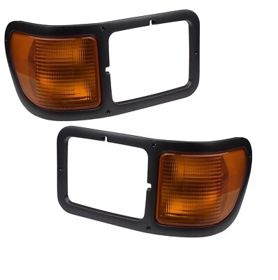 FORD F650 F750 SUPERDUTY 1995-2015 GRAY HEADLIGHT BEZEL PARK CORNER LIGHT PAIR - Image 1 of 4