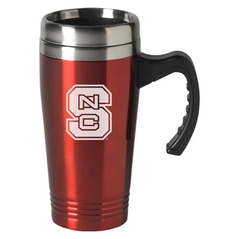 North Carolina State Wolfpack Engraved 16oz Stainless Steel Travel Mug - Red Cover