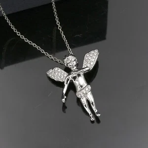 925 Sterling Silver CZ Angel Pendant - Picture 1 of 8