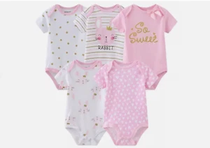 Pack Baby Girl Bodysuits Set of 5 Rompers - Picture 1 of 6