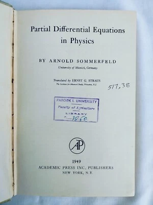 Partial Differential Equation in physics by Arnold Sommerfeld , Volume 1, 1949 - Image 1 of 4