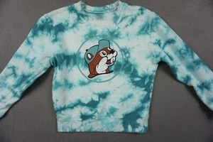 Buc-ee's Sweater Youth Medium Tie Dye Blue Teal Logo - Picture 1 of 5