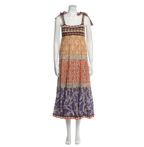 Maxi abito donna Zimmermann Devi uncinetto paisley nuovo con etichette 4 12 US arancione cotone NUOVO - Foto 1 di 15
