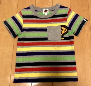 A BATHING APE BAPE Kids Short Sleeve T-Shirt 100 Striped Cotton approx. 3T-4T - Picture 1 of 23