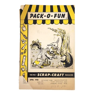 April 1958 Pack-O-Fun Scrap Craft Magazine Issue Vintage Easter Craft Projects - Picture 1 of 8