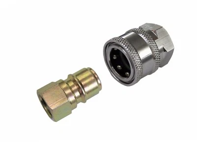 Pressure Washer Heavy Duty Hose Quick Release HP Coupling - 19.5 mm 3/8" F Pair - Image 1 of 3