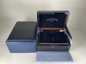 New AUTH Franck Muller Black Wooden Watch Box Case + Outer Box & Cert Holder - Picture 1 of 3