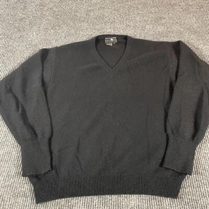 VTG Saks Fifth Avenue Sweater Mens Extra Large XL Black Cashmere V Neck Preppy - Picture 1 of 10