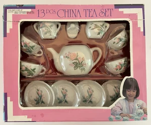 Vintage Toy,   "China Tea Set",   13-piece  Floral Design,   Excellent Condition - Picture 1 of 4