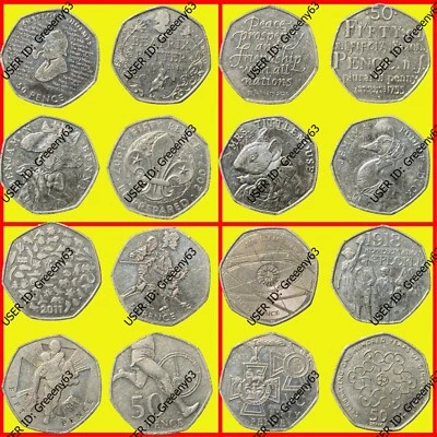 Rare UK 50p Coins Fifty Pence Circulated Beatrix Potter Olympics WWF Sherlock