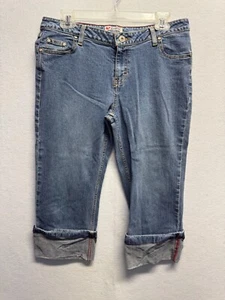 Non Stop Womens Mid-Rise Cuffed Denim Capris Size 9 Jonstop Brand Stretchy Blend - Picture 1 of 11