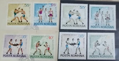 Romania 1969 European Championships Box full set Error, variety colors MNH** OG - Image 1 of 2