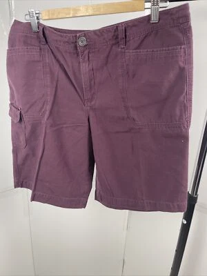 Pantalones Cortos Carga Eddie Bauer Mujer Borgoña 100% Algodón Bolsillos Foto 1 de 3