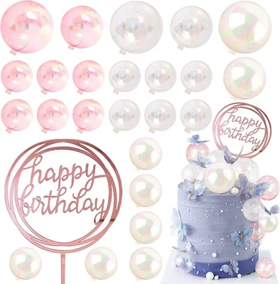 Bola colorida adorno de pastel mini globo cupcakes adorno hágalo usted mismo bola de espuma artificial D Foto 1 de 4