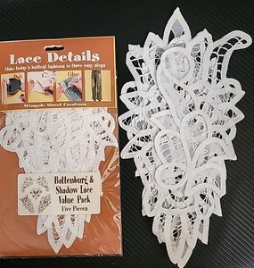 LOTE de 8 apliques vintage Wimpole Street Battenburg encaje blanco sombra - Imagen 1 de 11