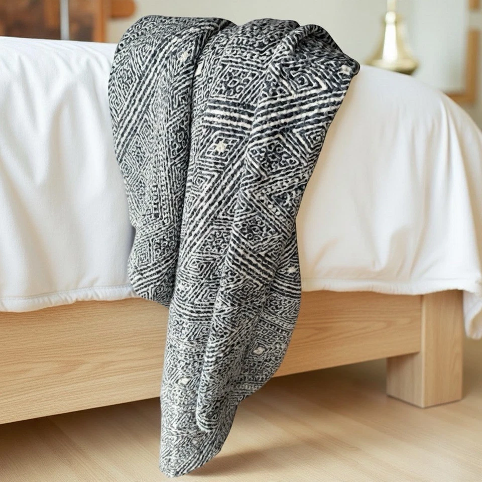 West Elm Queen Woven Diamond Blanket, 88 x 92 in - Image 1 of 4