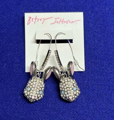Pendientes colgantes Betsey Johnson conejito de Pascua NUEVO Foto 1 de 4