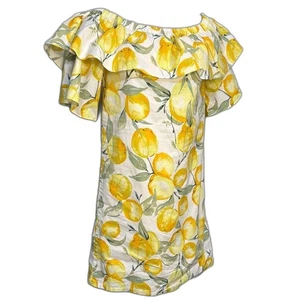 Betsey Johnson lemon off the shoulder cotton dress Size 10 - Picture 1 of 5