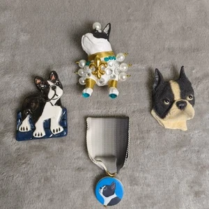 Lote de 4 broches de solapa/pin Boston Terrier para perro varios materiales - Imagen 1 de 15