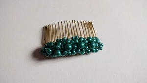 Grün Perlen Haarkamm Braut, Brautjungfer, Abschlussball, Hochzeit, Accessoires  - Bild 1 von 4