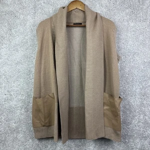 Lafayette 148 New York Woll Strick Pullover vorne offen Kunstleder Taschen Gr. M - Bild 1 von 6