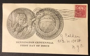 FDC 1927 SC #643 Bennington Centennial - Ersttagsbrief - Bild 1 von 1