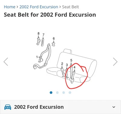  Hebilla de cinturón de seguridad de banco central segunda fila Ford Excursion 2000-2005 central Foto 1 de 4