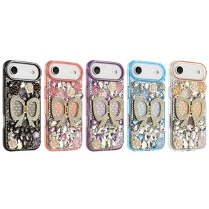 iPhone 17 Air Case, 100% Fit Diamond Butterfly Kickstand Strap +Tempered Glass - Picture 1 of 8
