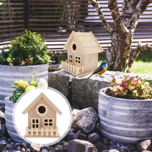 Wood Houses Diy Crafts Hanging Birds House Wood Bird House Kids - Picture 1 of 10