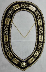 REGALIA FREIMAURER GRAND LODGE GOLDENE KETTE STRASS KRAGEN LILA SAMT - Bild 1 von 3