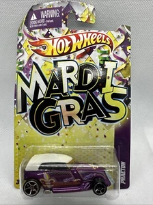 2012 Hot Wheels Clover Cars PHAETON Purple 3/6 GREAT CARD Mardi Gras - Picture 1 of 5
