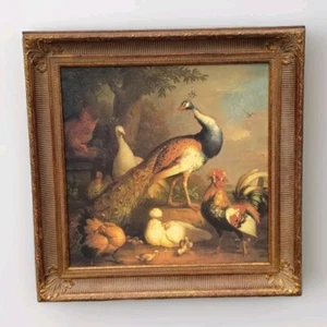 Tobias Stranover gerahmtes Gemälde "Pfau, Erbse und Geflügel in einer Landschaft" - Bild 1 von 12
